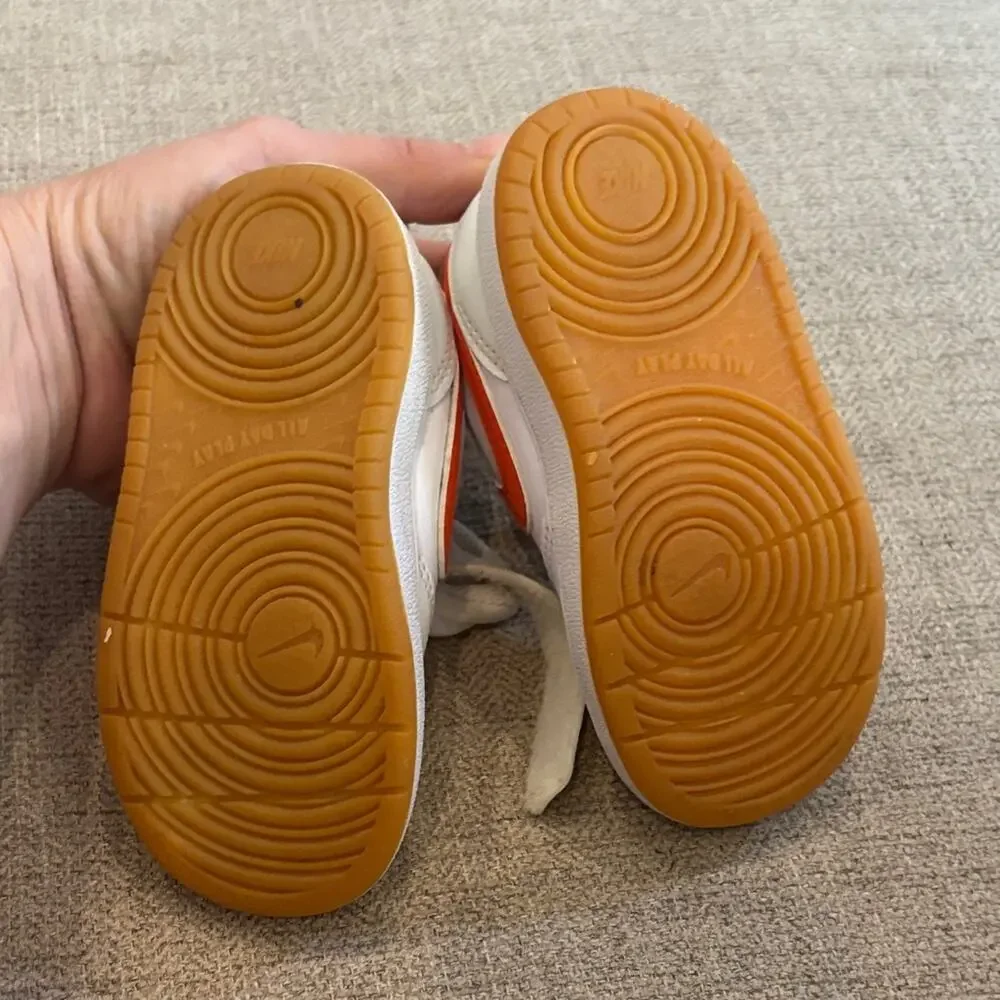 Nike Kids White and Bright Orange Sneakers